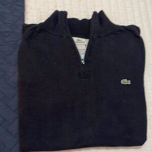 Men’s Black Quarter Zip LACOSTE 100% Cotton Size 6